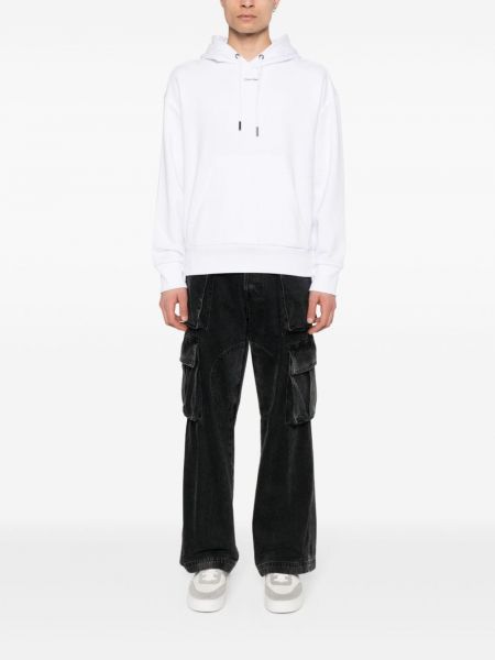 Hoodie en coton à imprimé Calvin Klein blanc