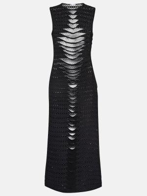 Čipkované midi šaty so sieťovinou Alaã¯a čierna