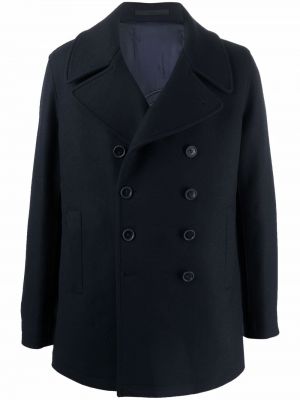 Vlněný kabát Giorgio Armani modrý
