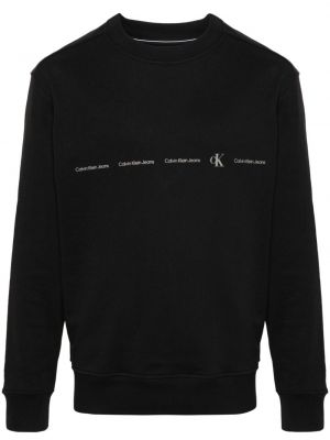 Hanorac din bumbac cu imagine Calvin Klein Jeans negru