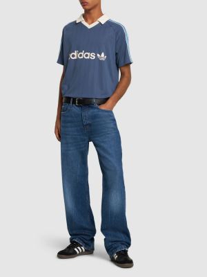 Polo majica od jersey Adidas Originals plava