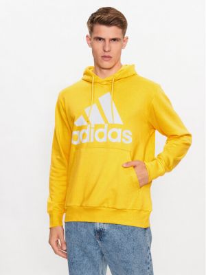 Суичър с качулка Adidas жълто