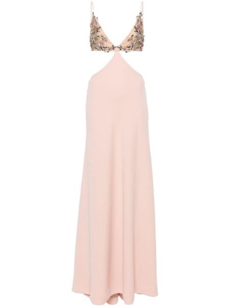 Вечерна рокля на цветя Costarellos розово
