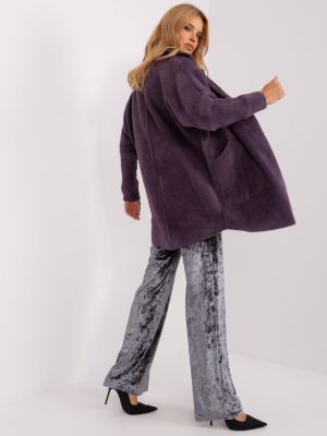 Płaszcz wełniany z alpaki Fashionhunters fioletowy