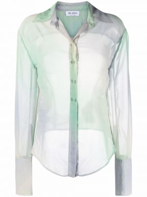 Мрежеста риза с копчета с градиентным принтом The Attico зелено