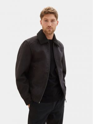 Priliehavá kožená bunda z ekologickej kože Tom Tailor čierna