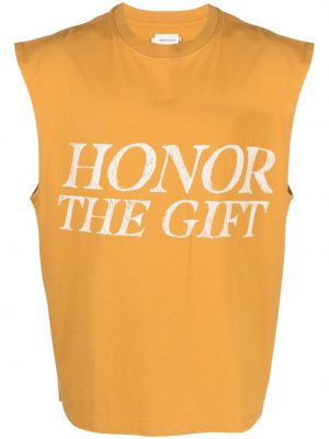 Koszula bawełniana z nadrukiem Honor The Gift żółta