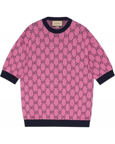 Jersey manga corta de tela jersey Gucci rosa