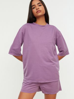Pletena pižama Trendyol vijolična