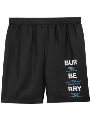 Shorts de sport en soie à imprimé Burberry noir