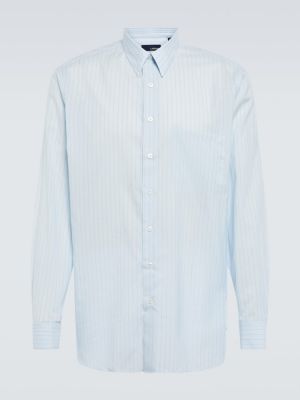 Camisa de seda de algodón manga larga Lardini azul