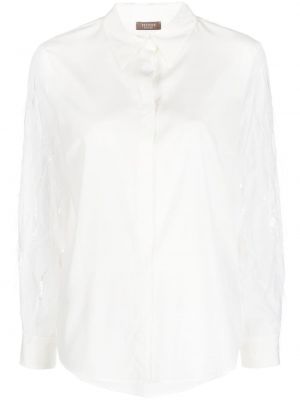 Šilkinė marškiniai su blizgučiais su plunksnomis Peserico balta