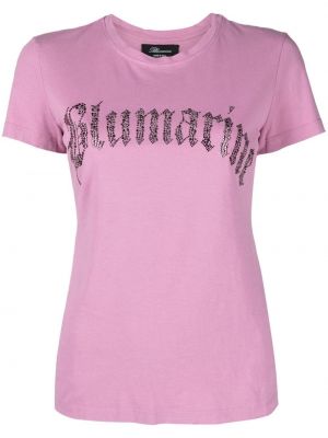 Kokvilnas t-krekls ar apaļu kakla izgriezumu Blumarine rozā