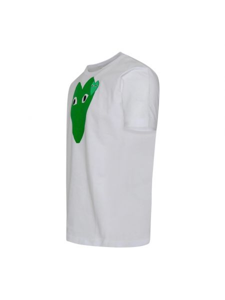 Camiseta de algodón con estampado de cuello redondo Comme Des Garçons Play blanco