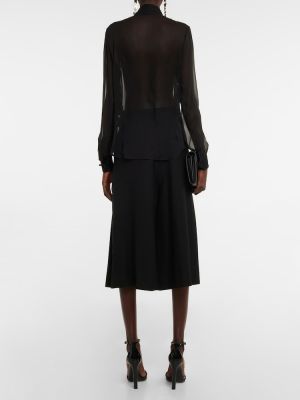 Копринена блуза от шифон Saint Laurent черно