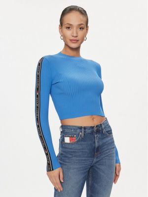 Пуловер slim Tommy Jeans синьо