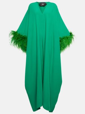 Vestido largo con plumas de plumas Taller Marmo verde