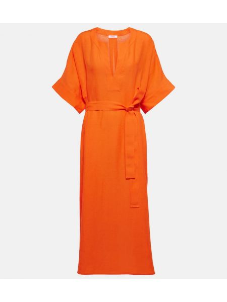 Lněné midi šaty Eres oranžové