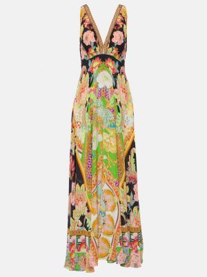 Шелковое длинное платье с принтом Camilla