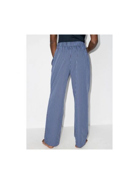 Pantalones de algodón a rayas Tekla azul