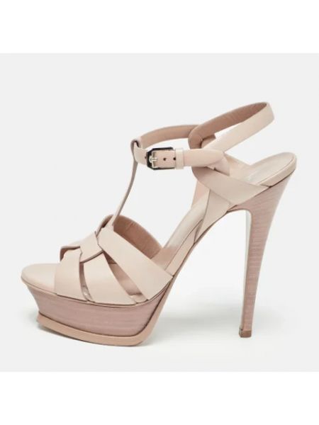 Sandalias de cuero retro Yves Saint Laurent Vintage rosa