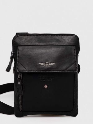 Кожаная поясная сумка Aeronautica Militare черная