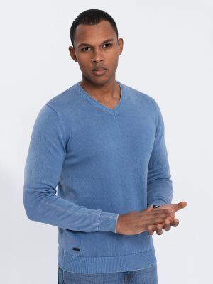Пуловер с v-образно деколте Ombre синьо