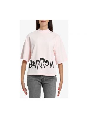 Koszulka bawełniana z nadrukiem z krótkim rękawem Barrow różowa