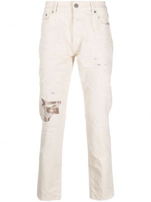 Spodnie skórzane bawełniane Palm Angels - biały