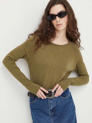 Памучна блуза с дълъг ръкав American Vintage зелено