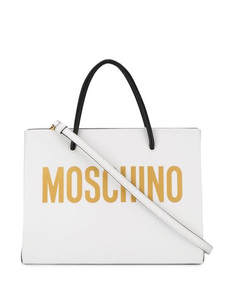 Τσάντα shopper με σχέδιο Moschino λευκό
