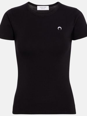 Medvilninis siuvinėtas marškinėliai Marine Serre juoda