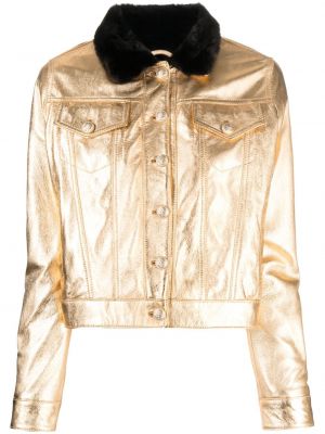 Usnjena jakna z gumbi Madison.maison zlata