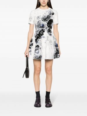 Mini robe à fleurs à imprimé Alexander Mcqueen blanc