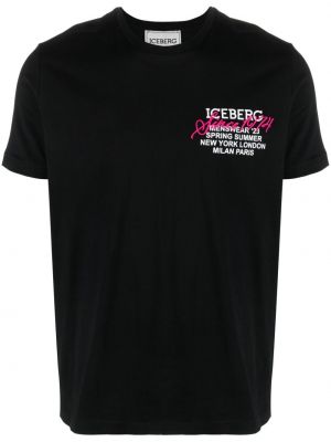 Nyomott mintás póló Iceberg - Fekete