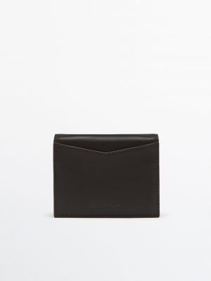 Кожаный кошелек для монет Massimo Dutti коричневый