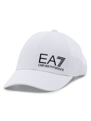 Памучна шапка с козирки бродирана Ea7 Emporio Armani бяло