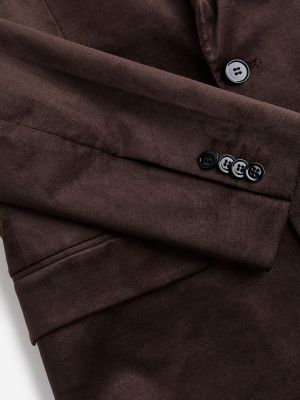 Вельветовый пиджак слим H&m коричневый