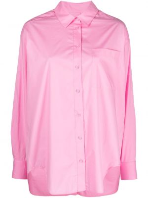 Bavlněné dlouhá košile s dlouhými rukávy Essentiel Antwerp - růžová