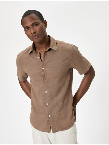 Bavlnená košeľa na gombíky s krátkymi rukávmi Koton