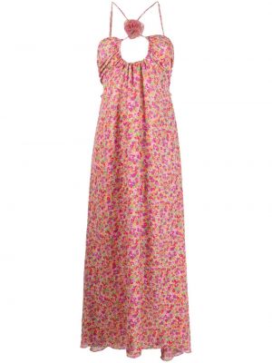 Růžové květinové dlouhé šaty s potiskem For Love & Lemons