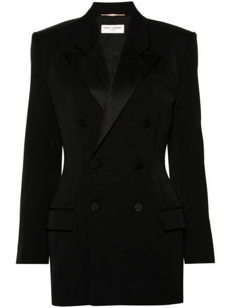 Uld dobbeltradet blazer Saint Laurent sort