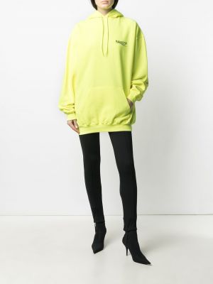 Kokvilnas kapučdžemperis ar apdruku Balenciaga dzeltens