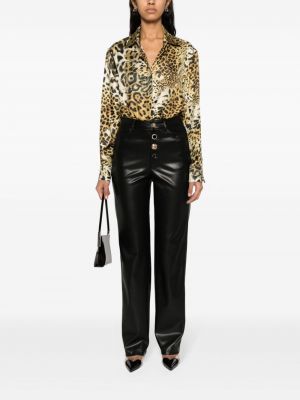 Seiden hemd mit print mit leopardenmuster Roberto Cavalli beige