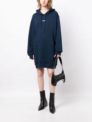 Kleid aus baumwoll mit kapuze mit print Msgm blau