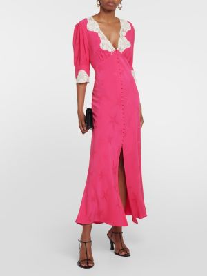 Vestido midi de tejido jacquard Rixo rosa