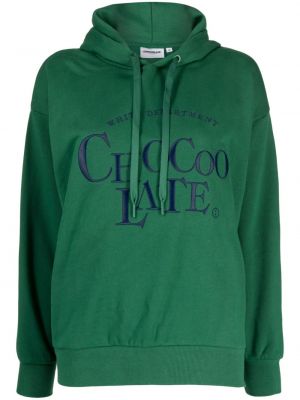 Pamučna hoodie s kapuljačom s vezom Chocoolate zelena