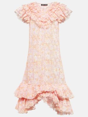 Midi obleka s čipko Susan Fang roza