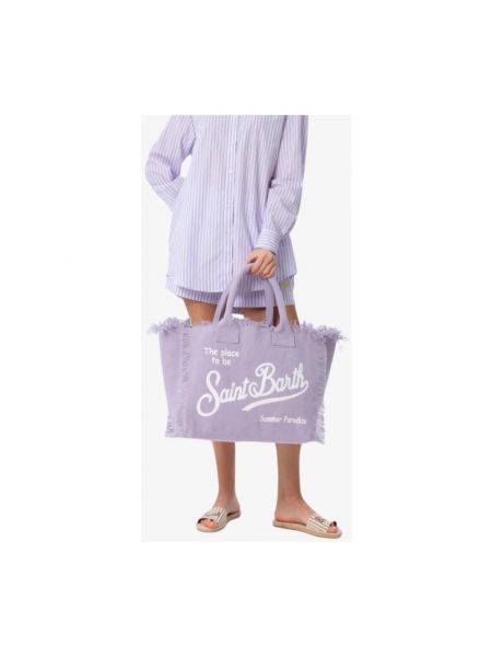 Bolso shopper de algodón Mc2 Saint Barth violeta