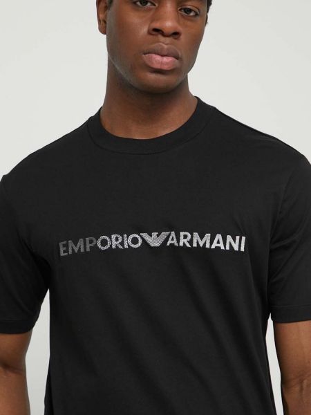 Tricou din bumbac Emporio Armani negru